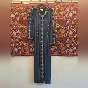 Velvet Embellished Gown With Hood Handmade EGYPT